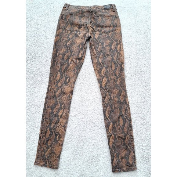 Paige Hoxton Ultra Skinny Coated Brown Snakeskin Jeans Size 27 NWOT - Picture 4 of 12